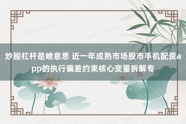 炒股杠杆是啥意思 近一年成熟市场股市手机配资app的执行偏差约束核心变量拆解专